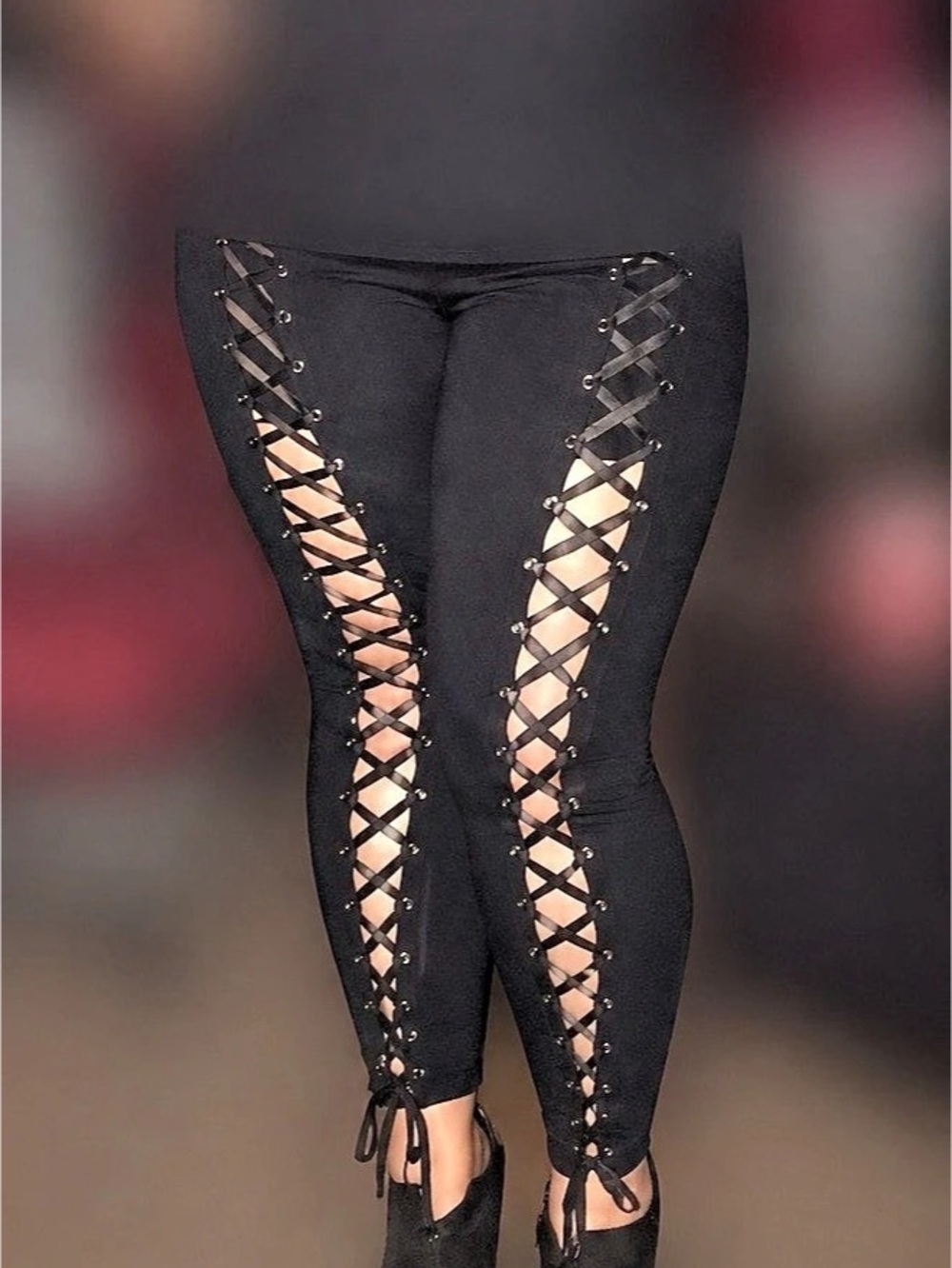 Torrid Lace-Up Front Leggings Black Size 2